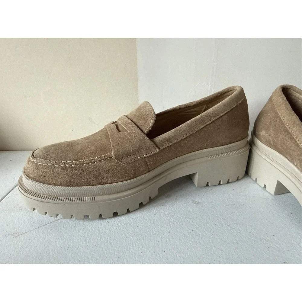 Womens Patina (Portland Leather) Zoe Chunky Penny Loafers Tan Size 8.5 New Prepp